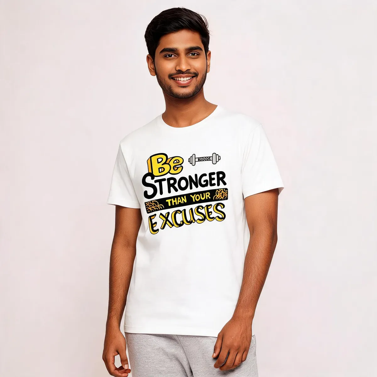 White Graphic Print Poly-Cotton 200 GSM Regular Fit Unisex T-Shirt