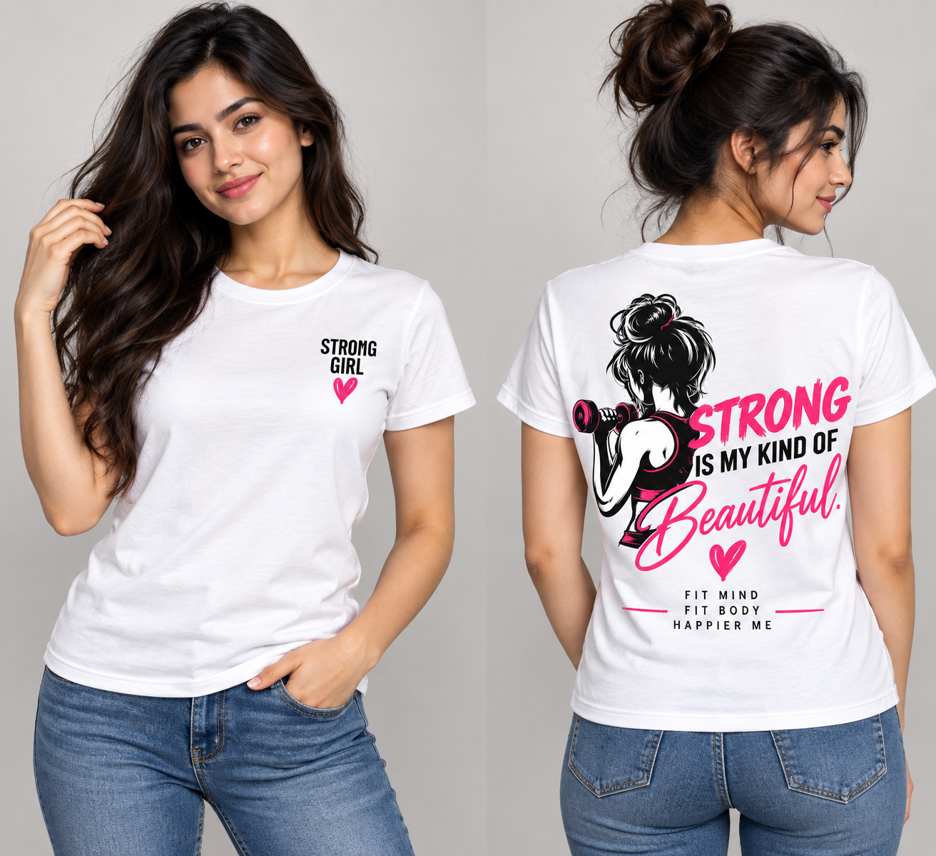 Strong Is My Kind of Beautiful T-Shirt for Women – Inspirational Fitness Quote Graphic Tee