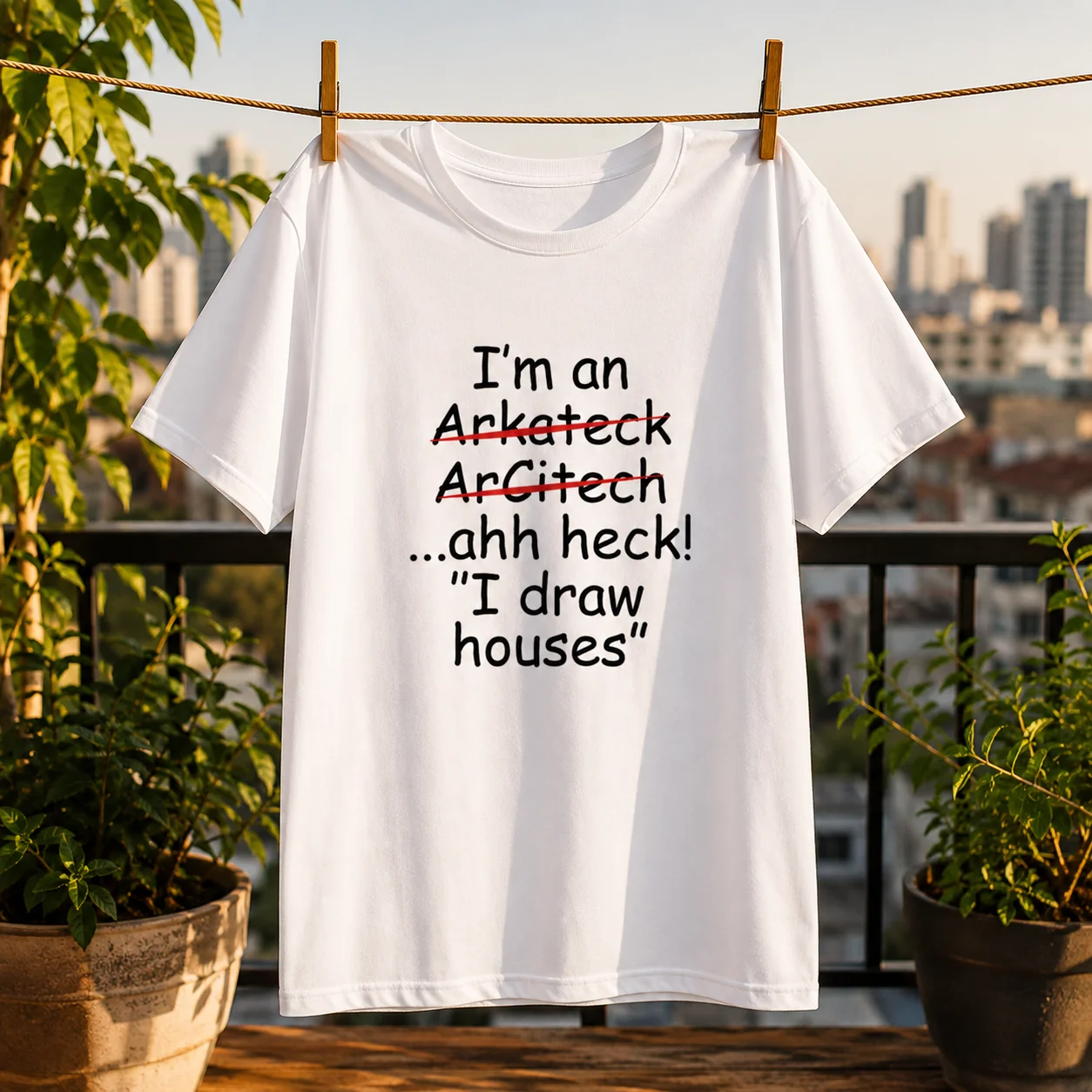 Funny Architect Quote T-Shirt – “I’m an Architect… I Draw Houses” Graphic Tee