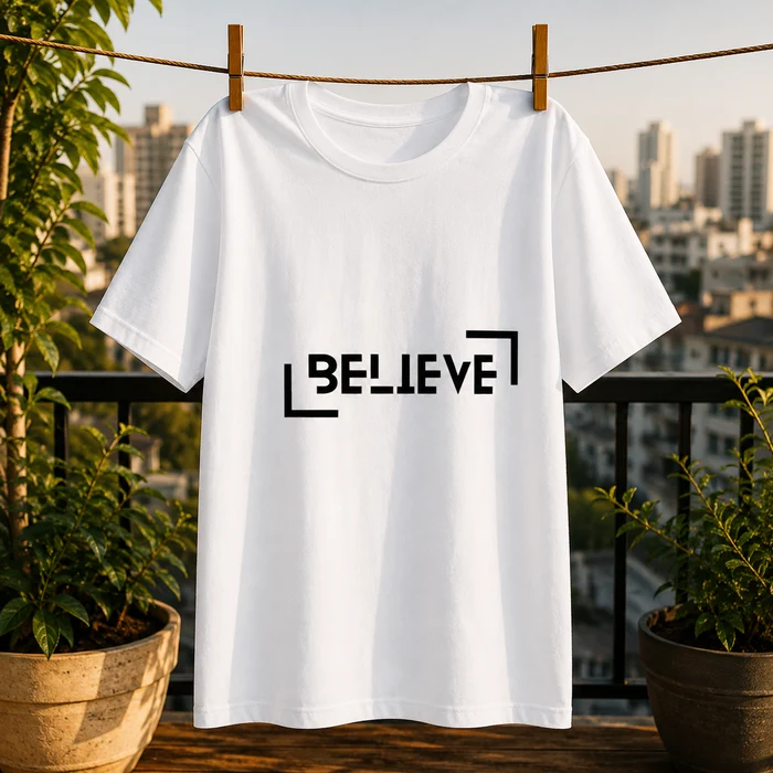 Believe Graphic T-Shirt – Minimalist Motivational Typography Tee for Women