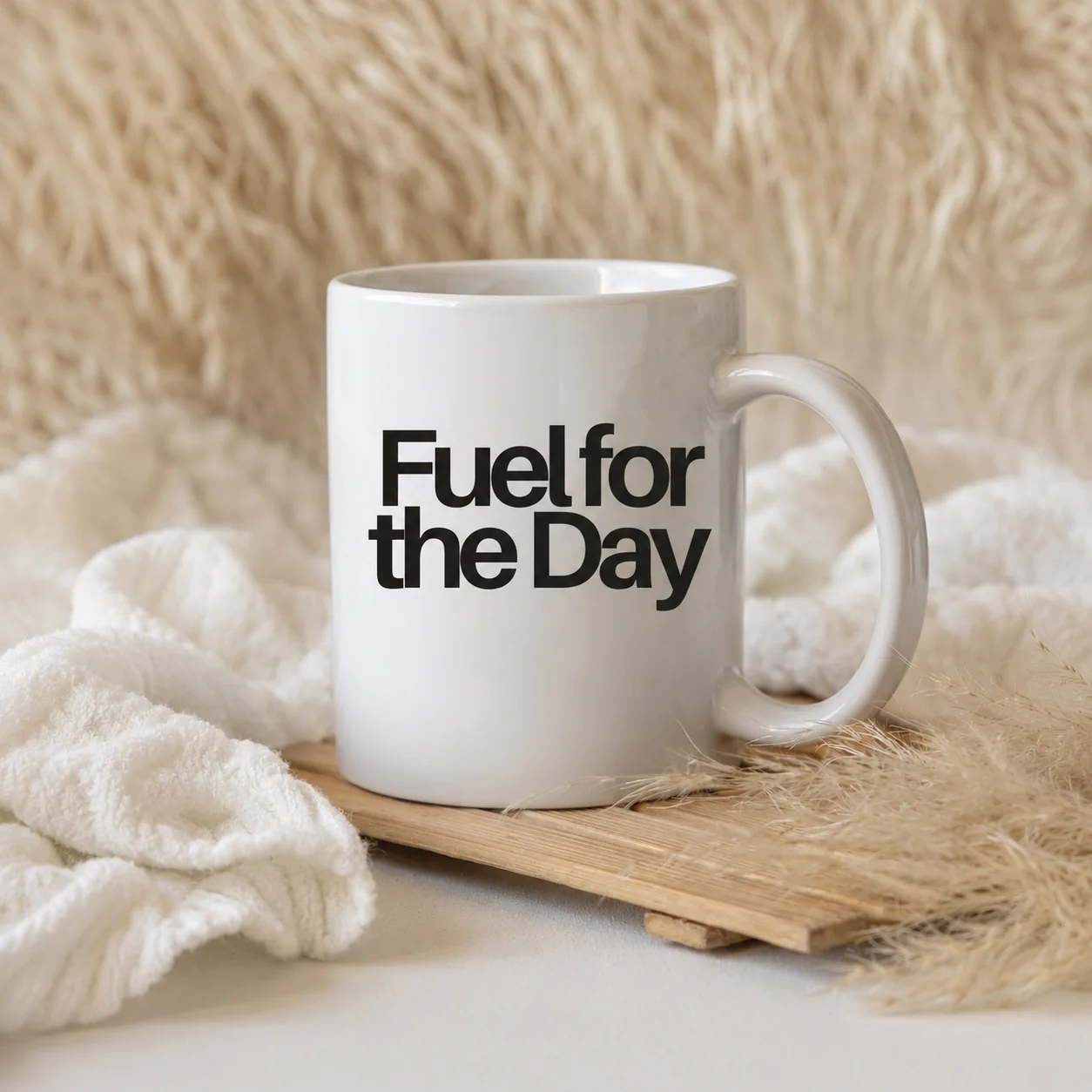 Ceramic Motivational Text Coffee Mug – Fuel for the Day