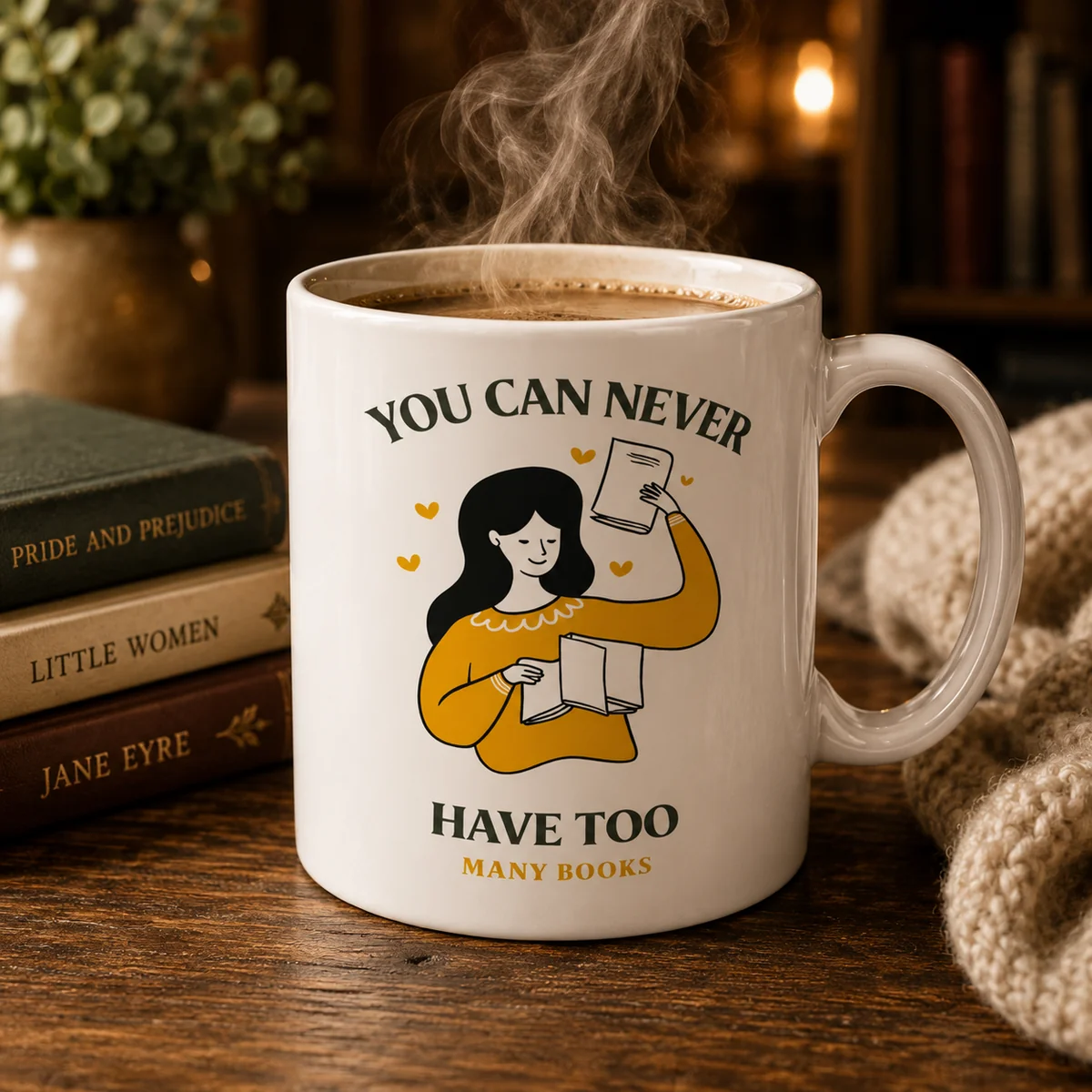 Ceramic Book Lover Printed Coffee Mug